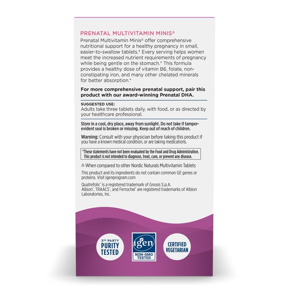 Nordic Naturals Vegetarian Prenatal Multivitamin Minis - 90 Easy to Swallow Tablets - Highly Absorbable Multivitamin and Mineral Supplement to Support Pregnancy - Non-GMO, 30 Servings Nordic Naturals Au supplements