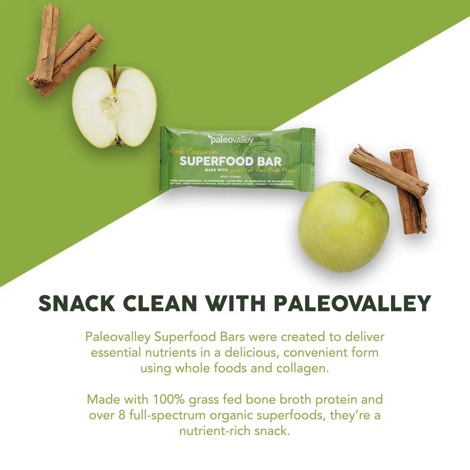Paleovalley Superfood Bars – Apple Cinnamon– 10 Pack – 9g Protein per Bar – Gluten-Free, Grain-Free, Paleo, Non-GMO – On-the-Go Snack Paleovalley Au supplements