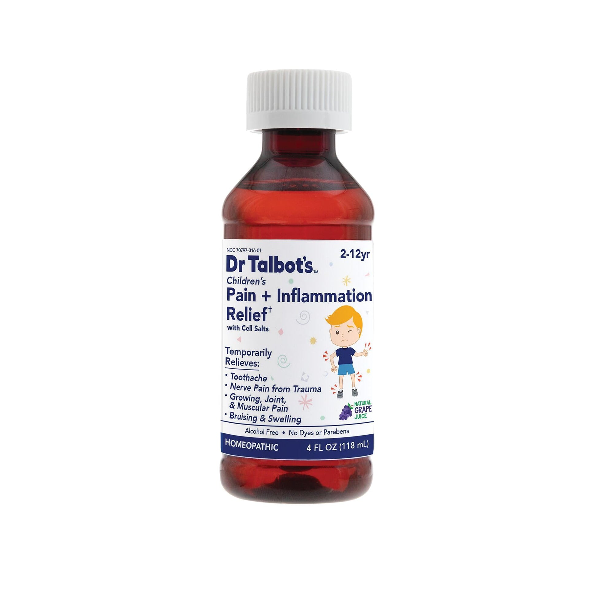 Dr. Talbot's Pain + Inflammation Relief Liquid Medicine for Children, Includes Dosage Cup, Grape Juice Flavor, 4 Fl Oz (Packaging May Vary) Dr. Talbot's Au supplements