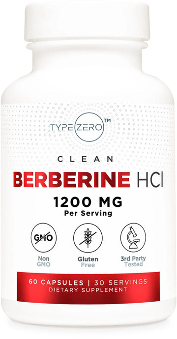 Type Zero Berberine HCL 1200mg 60 Capsules - Clean, Non-GMO, Gluten Free Supplement Type Zero Au supplements
