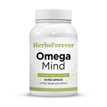 Herbsforever Omega Mind - Support Brain Function, Cognitive, Memory, Mental Clearity |Consentration,with Bacopa, Ashwagandha, Mucuna 10 Ayurvedic Herb Extracts|90 Veg Capsules|800 mg Herbsforever Au supplements