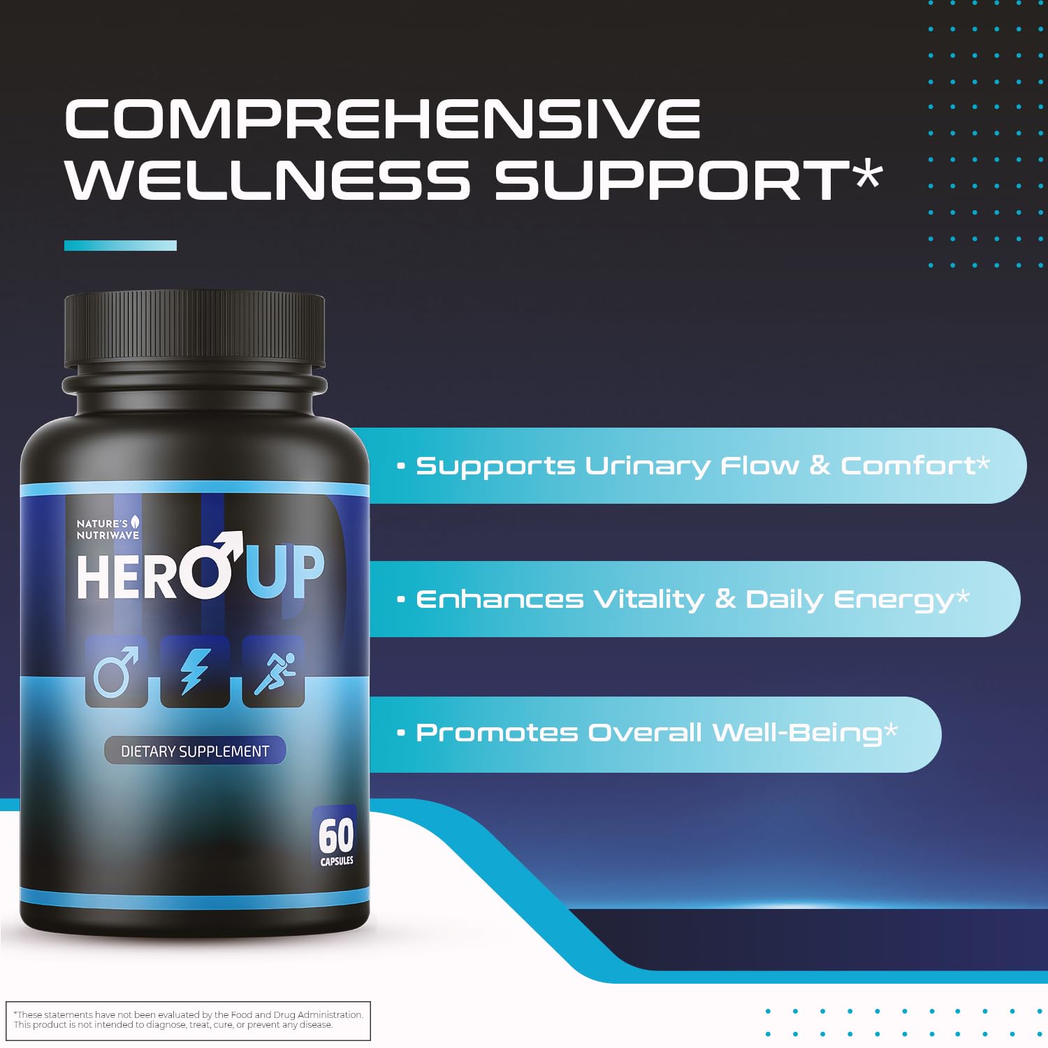 HeroUP - Natural Wellness Supplement with Plant-Based Ingredients – Non-GMO, Stimulant-Free | Made in the USA, GMP-Certified | 60 Capsules, 6 Month Suppy Nature’s NutriWave Au supplements