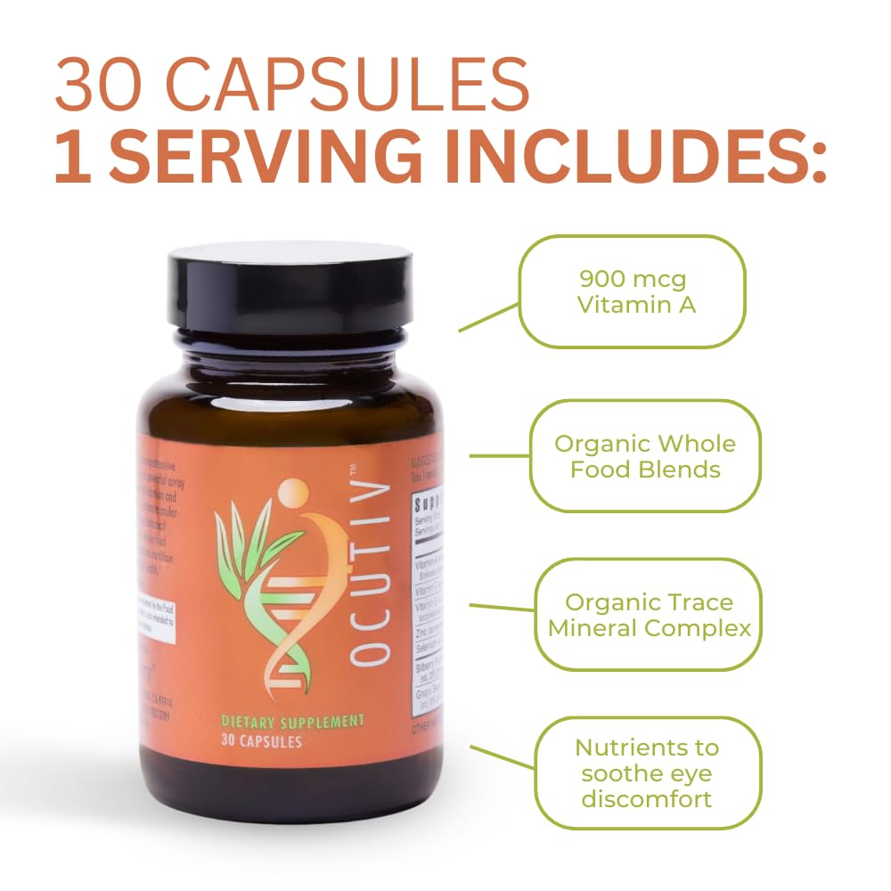 Youngevity Ocutiv™ - Eye Vitamin & Mineral Supplement - Contains Vitamin A, C, E, Zinc, Bilberry, Lutein, Lycopene, Zeaxanthin, Astaxanthin - 30 Capsules Youngevity Au supplements