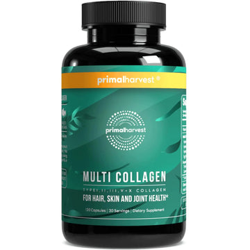 Primal Harvest Multi Collagen Pills for Women and Men (Type I, II, III, V, X) 120 Capsules w/Vitamin C for Hair, Skin, Nails Primal Harvest Au supplements