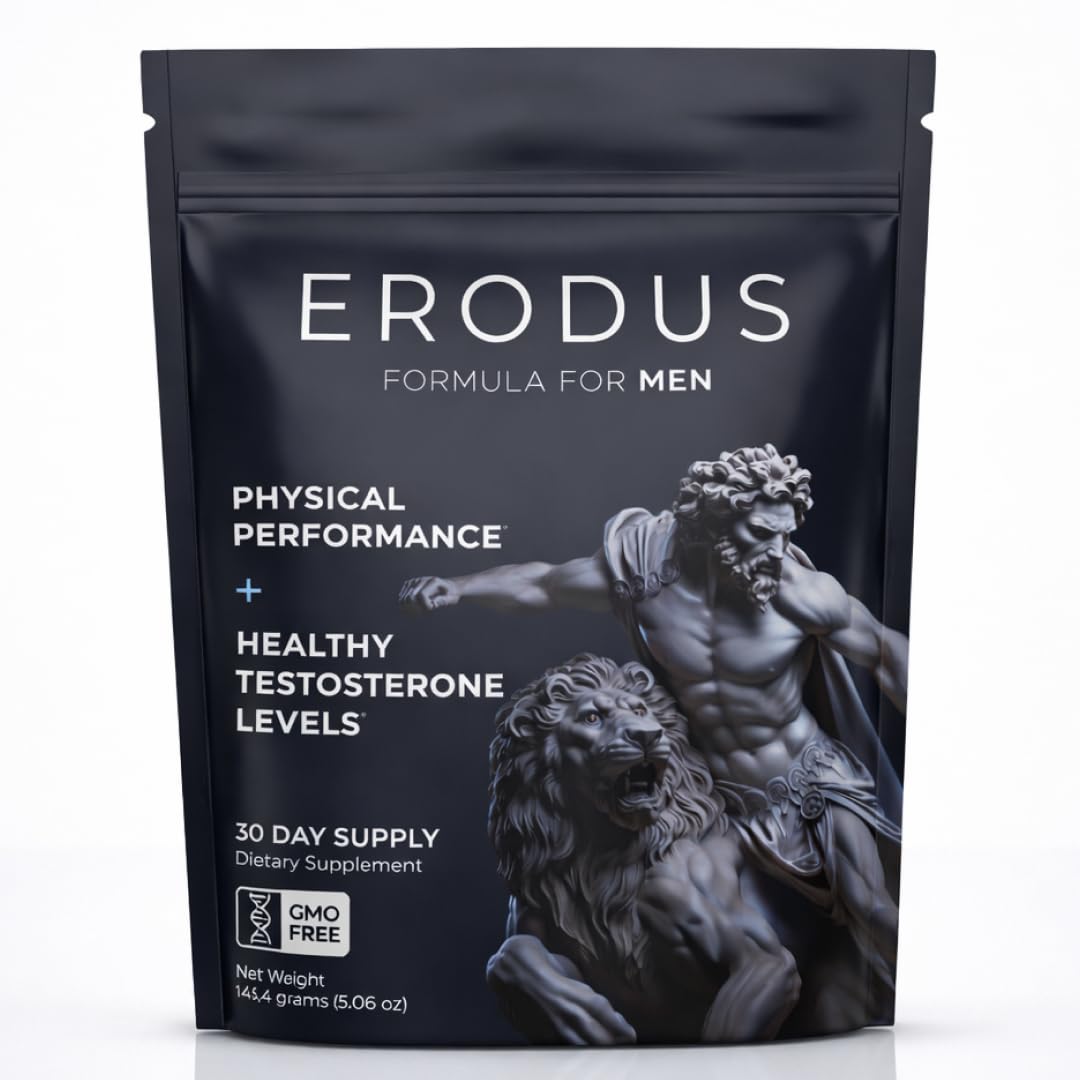 ERODUS Formula for Men - Advanced Testosterone Support Powder - Energy & Gym Supplement for Men - Supports Healthy Testosterone Levels & Physical Performance - with Ashwagandha (30 Day Supply) ERODUS Au supplements