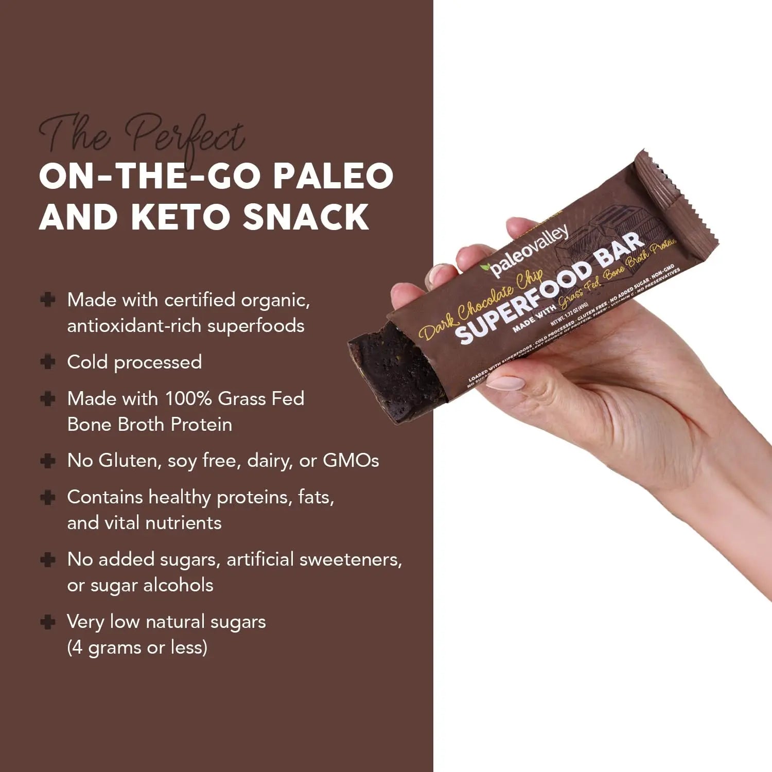 Paleovalley Superfood Bars – Dark Chocolate Chip– 10 Pack – 9g Protein per Bar – Gluten-Free, Grain-Free, Paleo, Non-GMO – On-the-Go Snack Paleovalley Au supplements