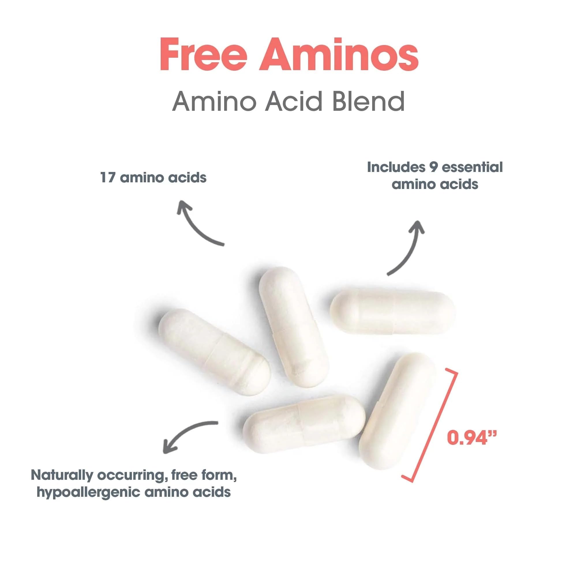 Nutricology Free Aminos Supplement - Essential Amino Acids Complex, Lean Muscle Mass Support, Vegetarian Capsules - 100 Count Allergy Research Group Au supplements