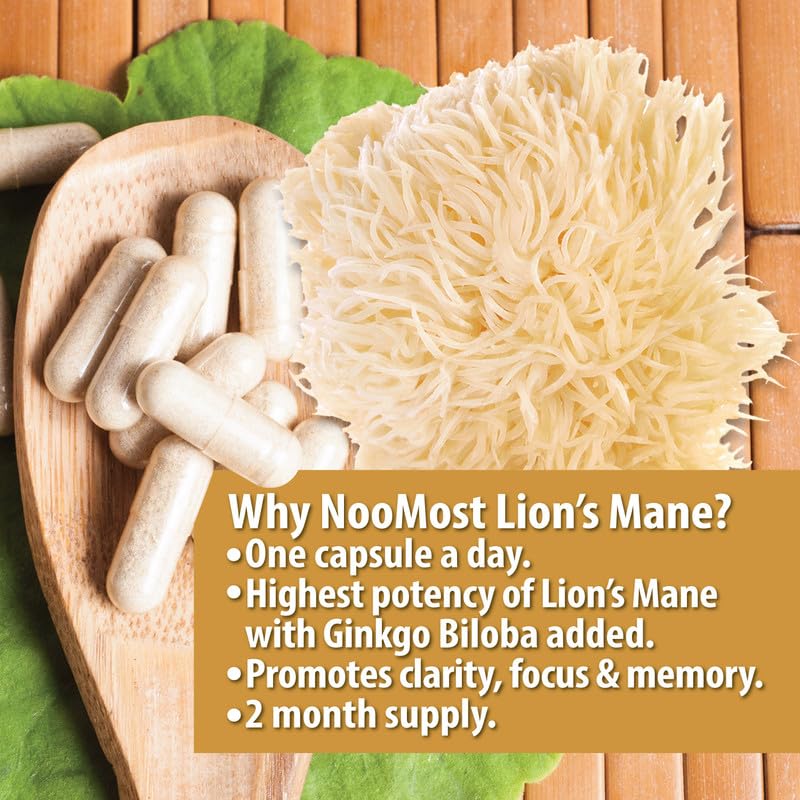 NooMost Organic Lions Mane Supplement Capsules 5400mg, Ginkgo Biloba 120mg NooMost Au supplements