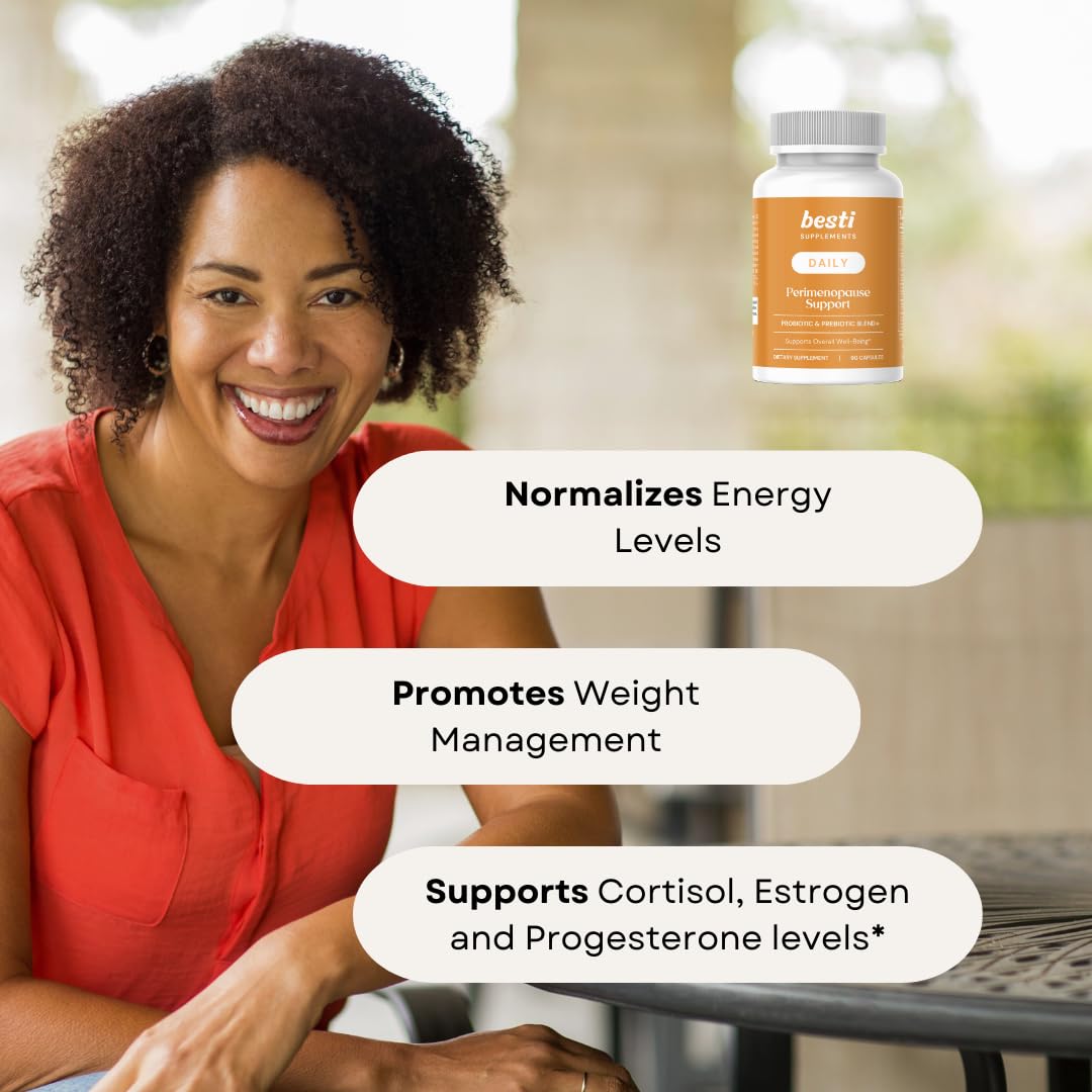 Besti Supplements Daily Perimenopause Support – Probiotic & Prebiotic Blend – Supports Overall Well-Being – 90 Capsules Besti Au supplements