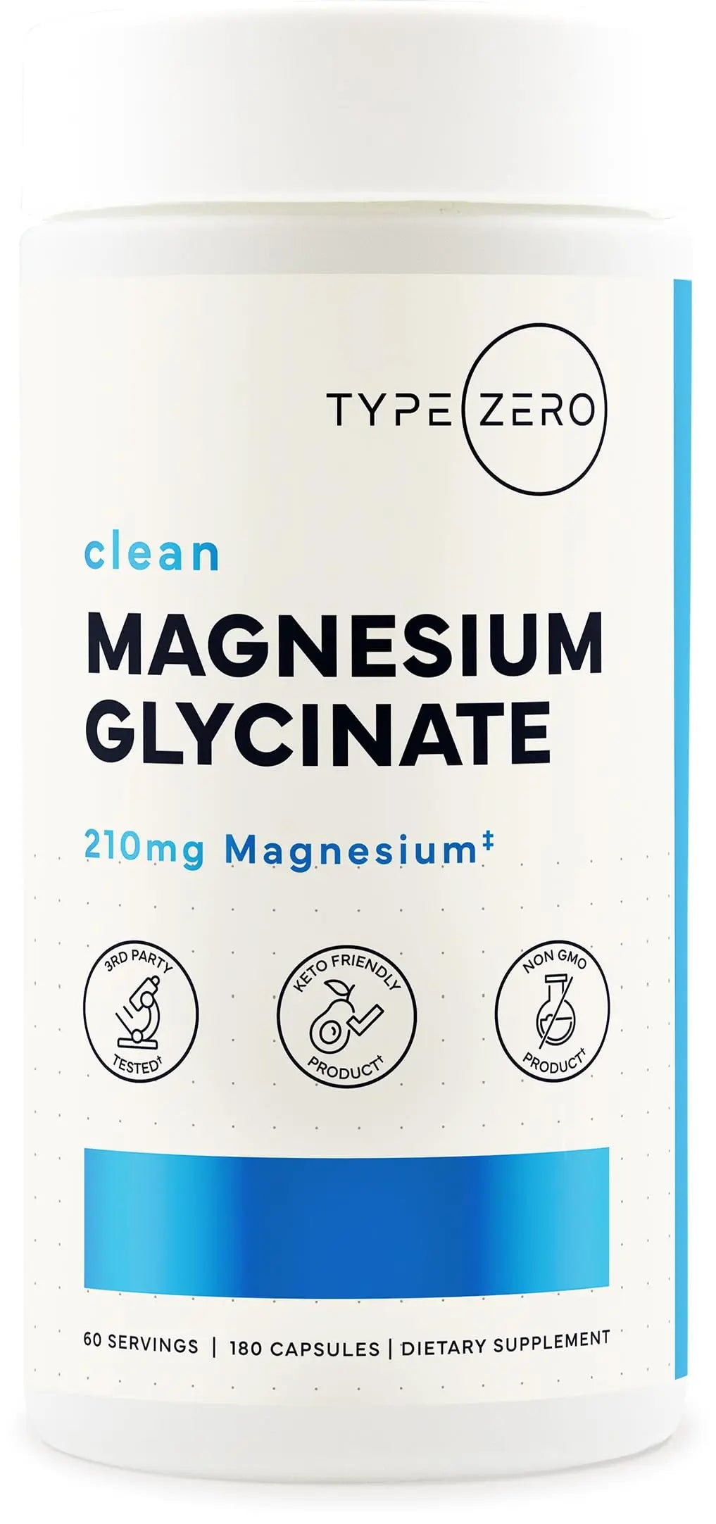 Type Zero Magnesium Glycinate (210mg | 180 Capsules) Pure, Non-GMO, Gluten Free, Natural High Absorption Magnesium Supplement Type Zero Au supplements