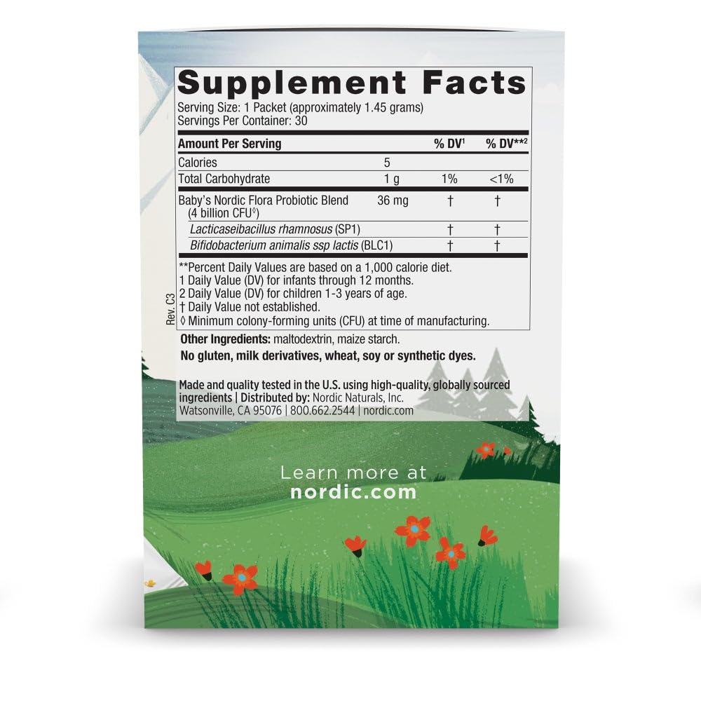Nordic Naturals Baby’s Nordic Flora Probiotic Powder, Unflavored - 30 Packets - 4 Billion CFU - Digestive Health & Immune Support for Babies & Toddlers (6 Months to 3 Years) - 30 Servings Nordic Naturals Au supplements