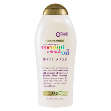 OGX Extra Creamy + Coconut Miracle Oil Ultra Moisture Body Wash, Rich Shower Gel for Dry Skin Infused with Coconut Oil
