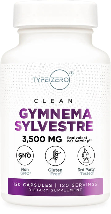 Type Zero Clean Gymnema Sylvestre 3,500mg Equivalent from 175mg of 20:1 Extract Per Serving, 120 Capsules for 120 Servings Per Bottle, Non-GMO. Gluten Free Type Zero Au supplements