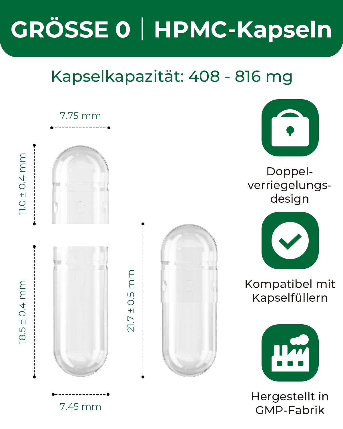 HPMC Empty Capsules Size 0-200 Clear Count Pill Capsules Empty - Plant-Based Cellulose | Vegetarian, Halal, Non-GMO | for DIY Supplement & Herbal Filling MéipaLien Au supplements