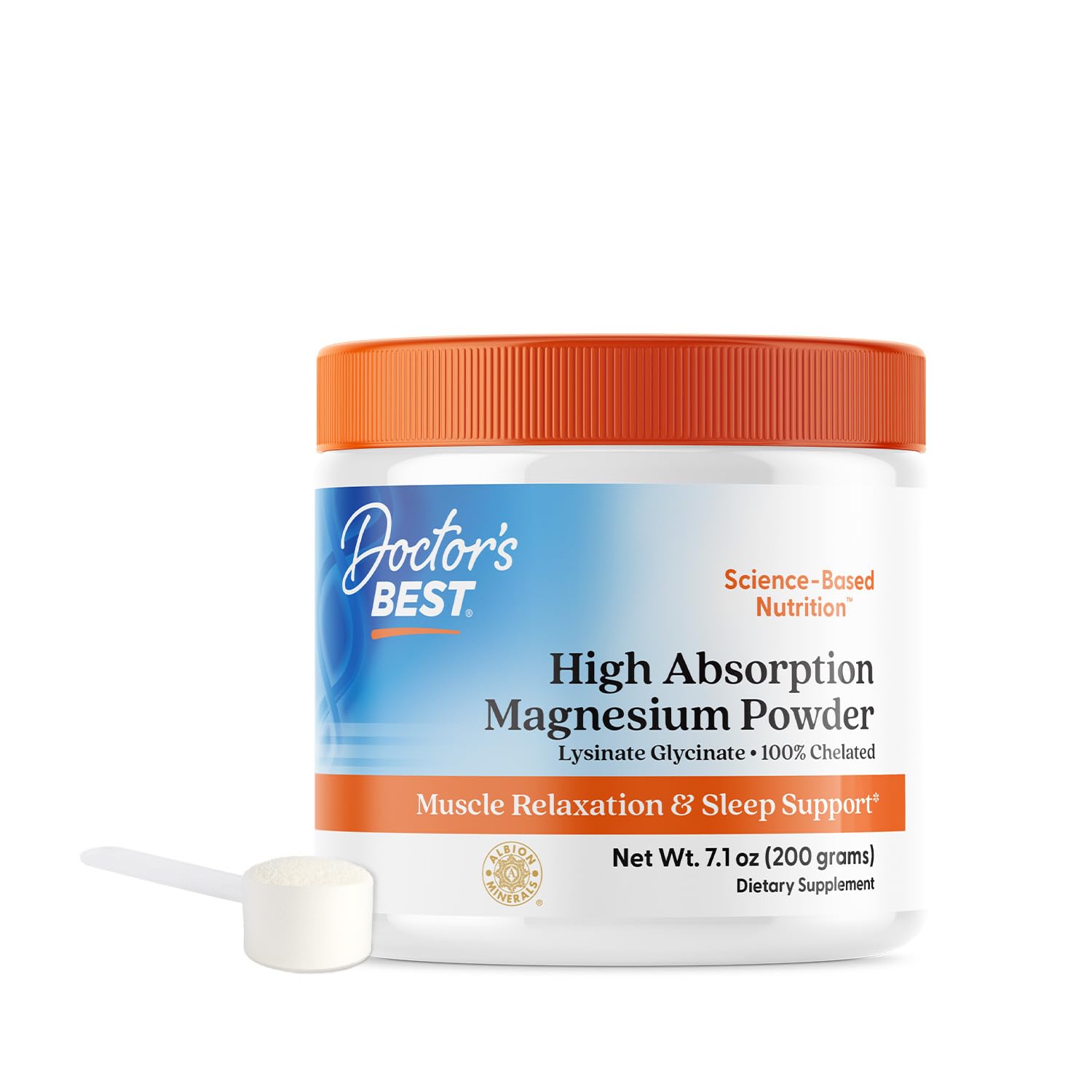 Doctor's Best High Absorption Magnesium Powder,White, 100% Chelated TRACCS, Not Buffered, Headaches, Sleep, Energy. Non-GMO, Vegan, Gluten Free, 200G, 7.1 Ounce (Pack of 1) Doctor's BEST Au supplements