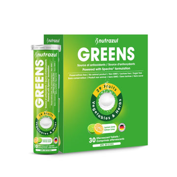 nutrazul Greens Effervescent Tablets - Daily Super Greens Supplement with 29 Superfoods - Antioxidant & Immune Support - Lemon Lime Flavor - Non-GMO - 30 Tablets nutrazul Au supplements