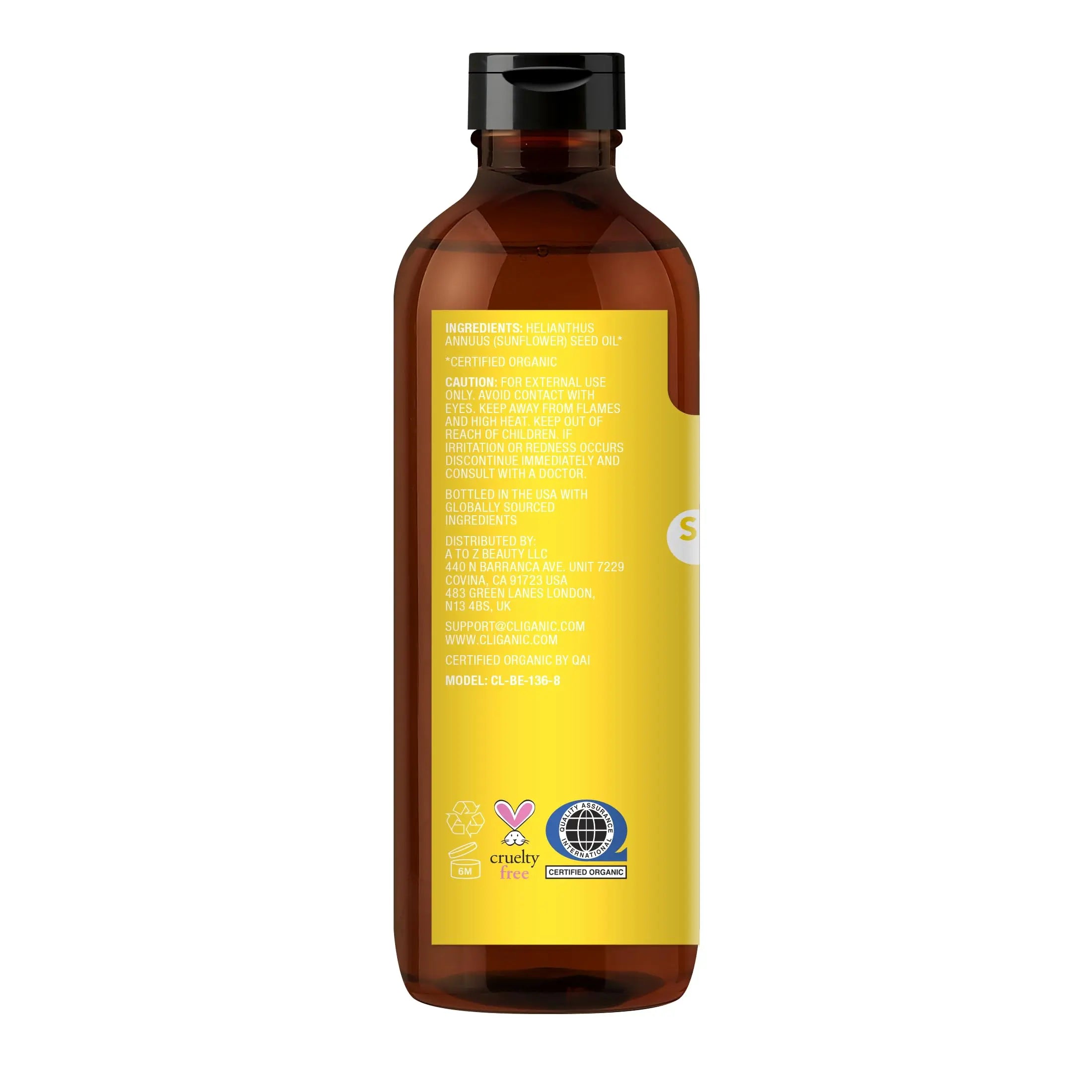 Cliganic Organic Sunflower Oil, 100% Pure (8oz) - For Skin, Hair & Face | Natural Cold Pressed Unrefined Cliganic Au supplements