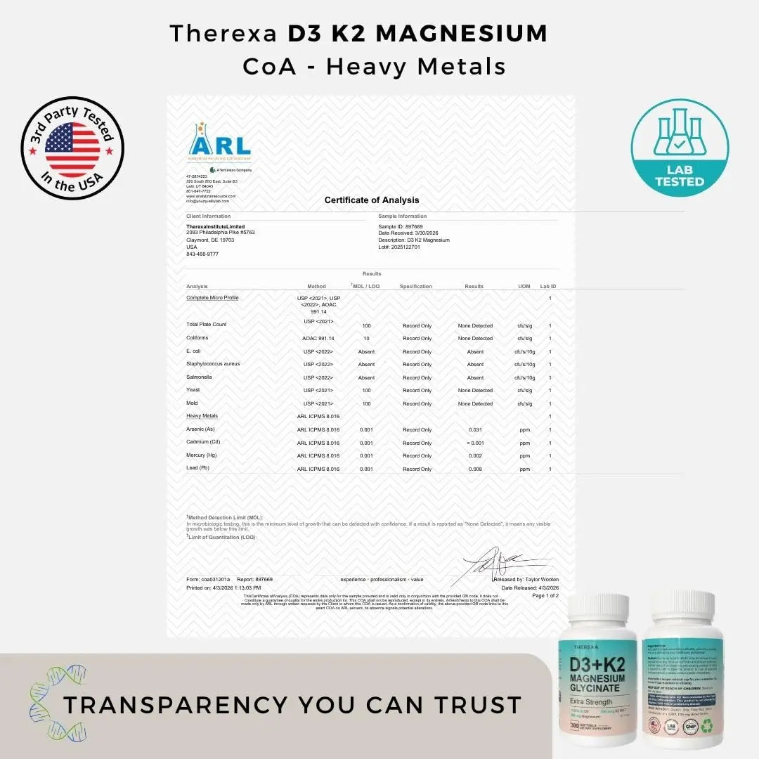 THEREXA Vitamin D3 K2 Magnesium Supplement - Extra Strength with 10000 IU Vitamin D3, Magnesium Glycinate and 200 mcg K2 MK-7 Vitamin Supplements Complex, for Women & Men - 300 Softgels THEREXA Au supplements