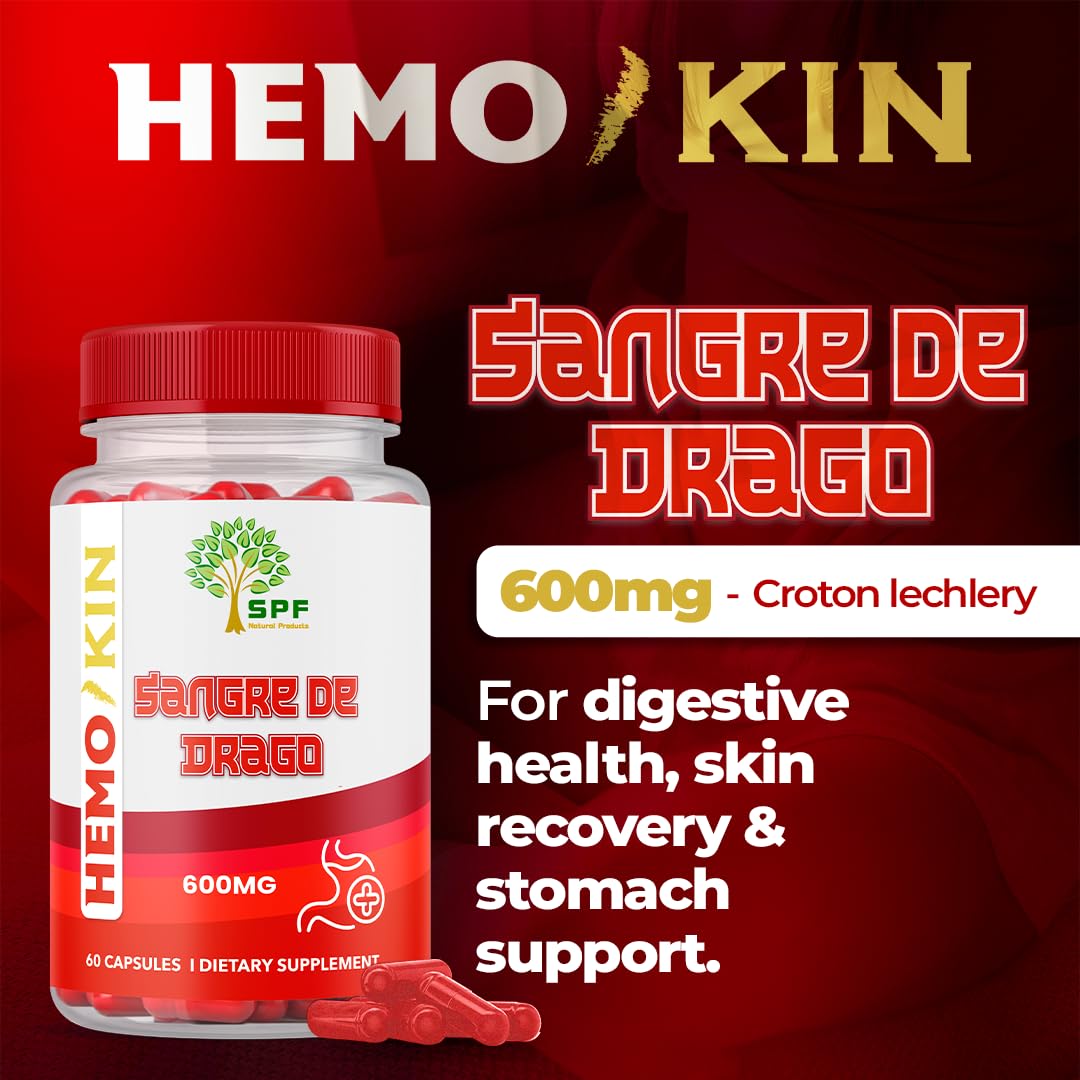 SPF Natural Products HEMOKIN with Sangre de Drago – Hemorrhoid and Fissure Relief Supplement, Helps with Itching, Swelling, Pain Relief (60 Caps) (1) SPF Natural Products Au supplements