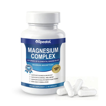 8 in 1 Magnesium Complex Capsules 1000mg for Women and Men - Highly Absorbable Magnesium Supplement Supports Muscle Relaxation Sleep & Energy | NSF Certified, GMP, Gluten Free, Vegan Oopeatol Au supplements