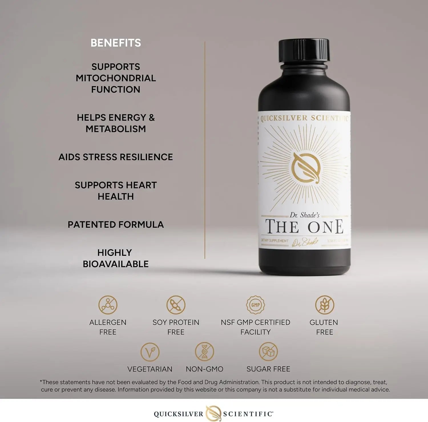 Quicksilver Scientific The ONE Mitochondrial Elixir - Mitochondria Supplement to Support Cellular Health with Phosphatidylcholine, Resveratrol, Reishi Mushroom & CoQ10 Liquid (3.38 Fl oz / 100ml) Quicksilver Scientific Au supplements