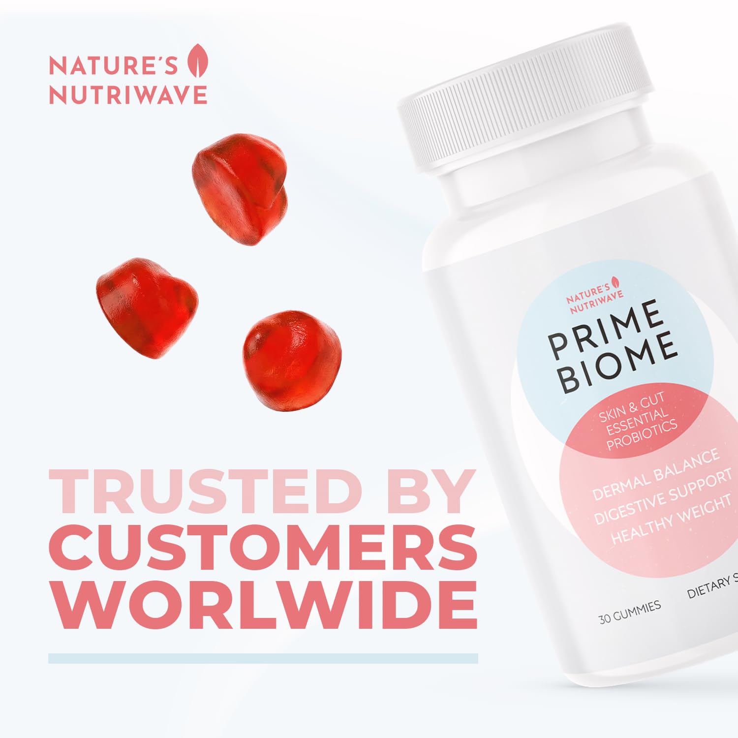 Nature’s NutriWave PrimeBiome Probiotic Gummies – Plant-Based Blend with Inulin, Lion’s Mane, Ginger & More– Non-GMO, No Stimulants, GMP Certified – 30 Gummies, 6 Month Supply Nature’s NutriWave Au supplements