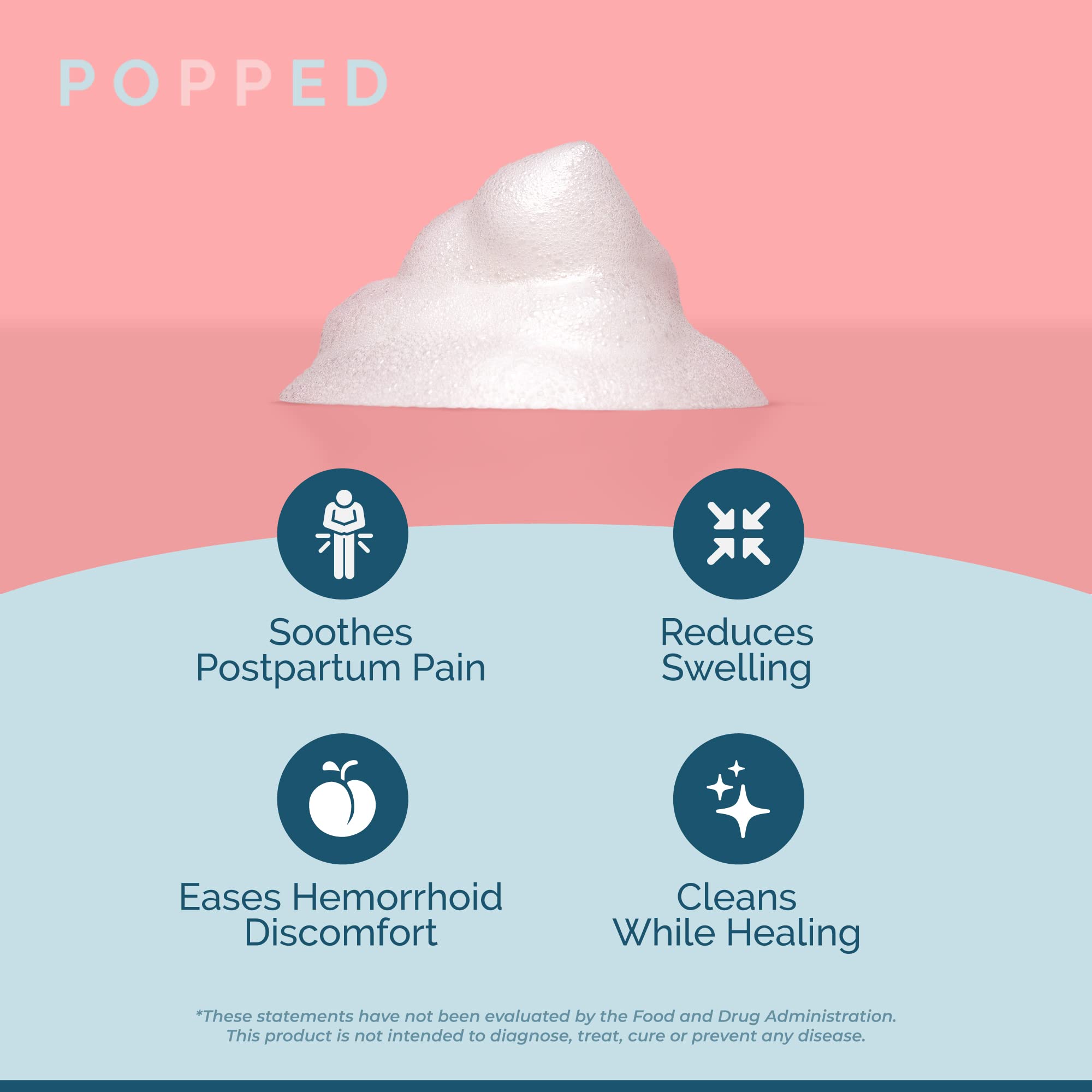 POPPED Witch Hazel Foam with Aloe (5 fl oz) | Perineal Healing Foam for Postpartum Care | Relieves Pain, Hemorrhoids, and Swelling After Birth | Postpartum Essential POPPED Au supplements