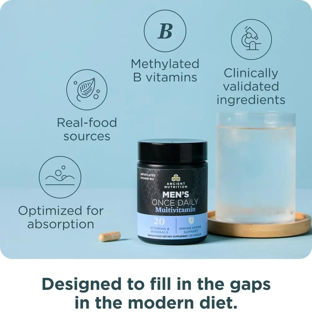 Ancient Nutrition Multivitamin for Men, Ancient Multi Men's Once Daily Vitamin Supplement 30 Ct, Vitamin A, Vitamin B and Vitamin K2, Fenugreek Seed Ancient Nutrition Au supplements