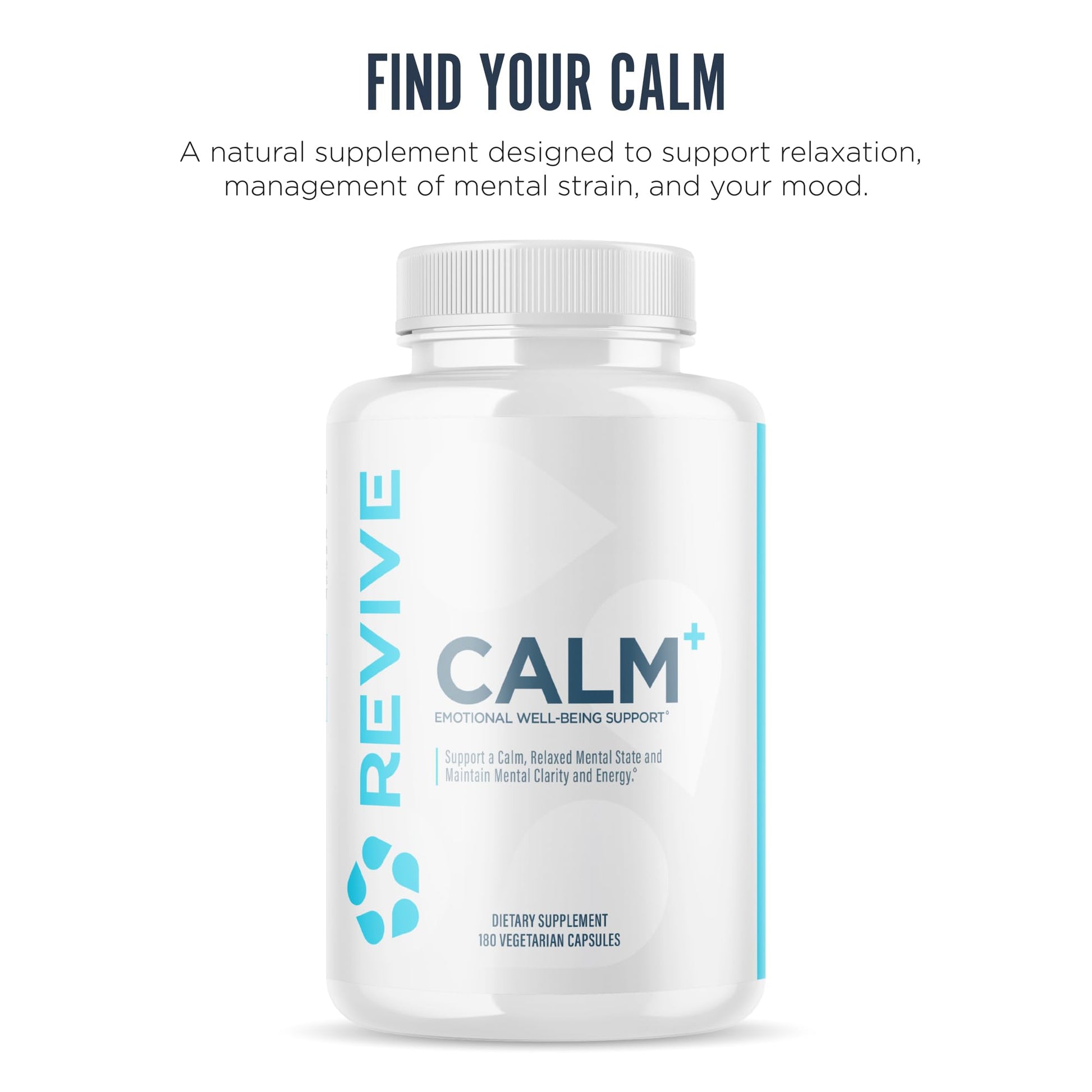 Revive MD Calm, Emotional Well-Being Support Supplement - Stress Management for Men & Women - Mood Enhancement Supplement Promotes Relaxation with L-Theanine, GABA & 5-HTP (180 Capsules, 30 Servings) Revive Au supplements