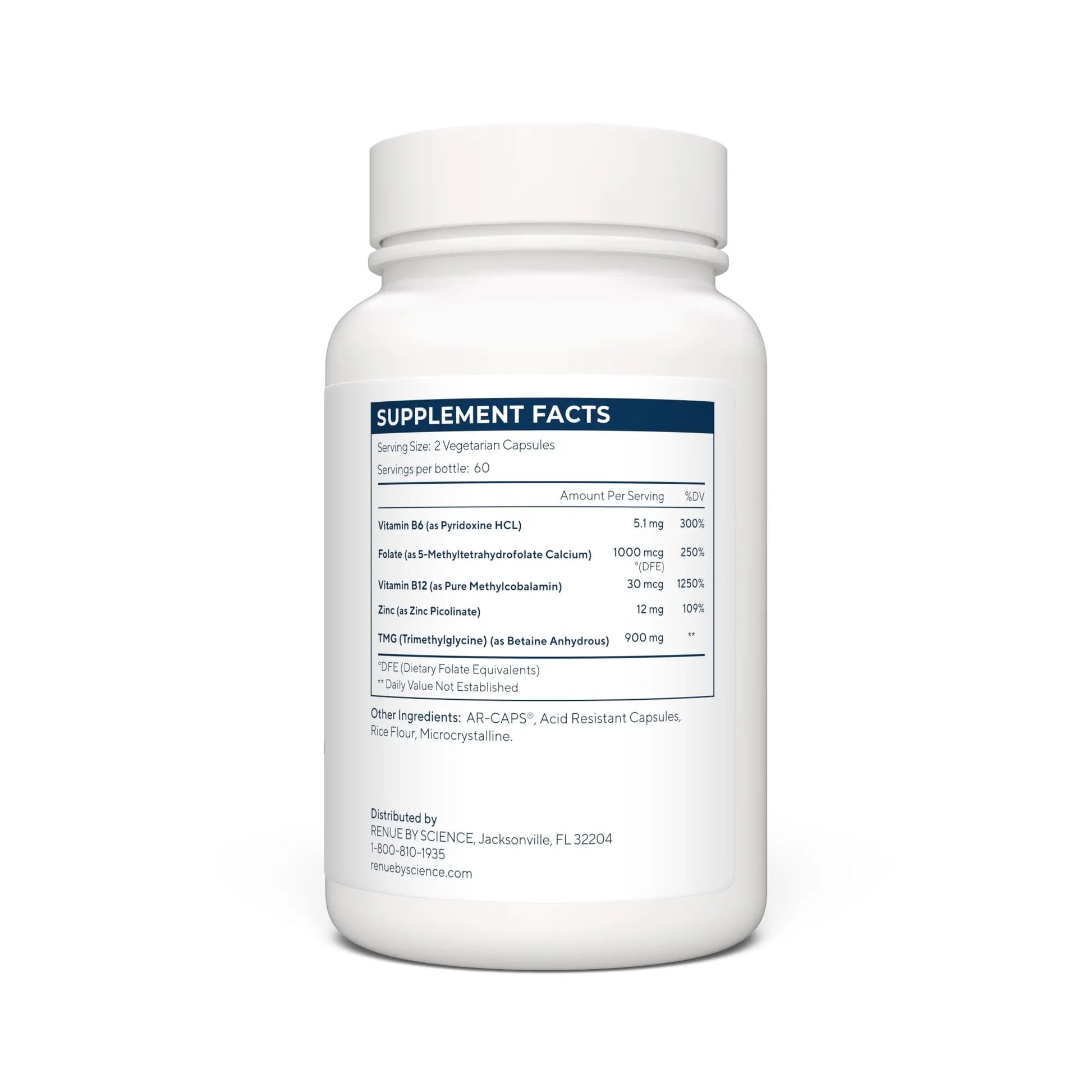 Renue By Science TMG | High Strength TMG Supplements | 120 Trimethylglycine Capsules - 900mg TMG per Serving with Vitamin B12 Vitamin B6 Folate & Zinc | Made in The USA & Third-Party Tested Renue By Science Au supplements
