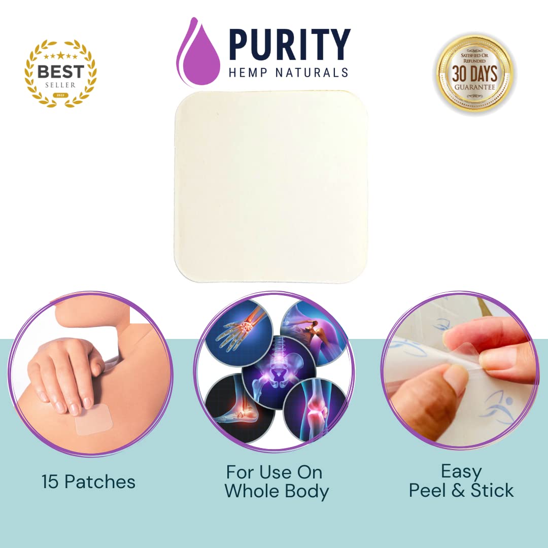 Body Discomfort Patch 120 mg - 15 ct (8 mg ea.) Lasts 24 Hours. Sweat & Water Resistant. Convenient & Discreet. For Use On Any Part Of The Body. Plant-Based Extended-Release Patch Purity Hemp Naturals Au supplements