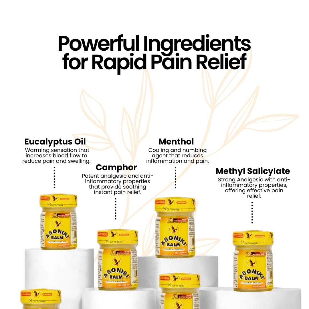 Aboniki Powerful Topical Pain Relief Balm with Natural Ingredients | Powerful Analgesic Soothing Relief for Joints & Muscle Pain, Soreness, Cramps | Long Lasting Full Body Rub (2 Glass Jars) Aboniki Au supplements