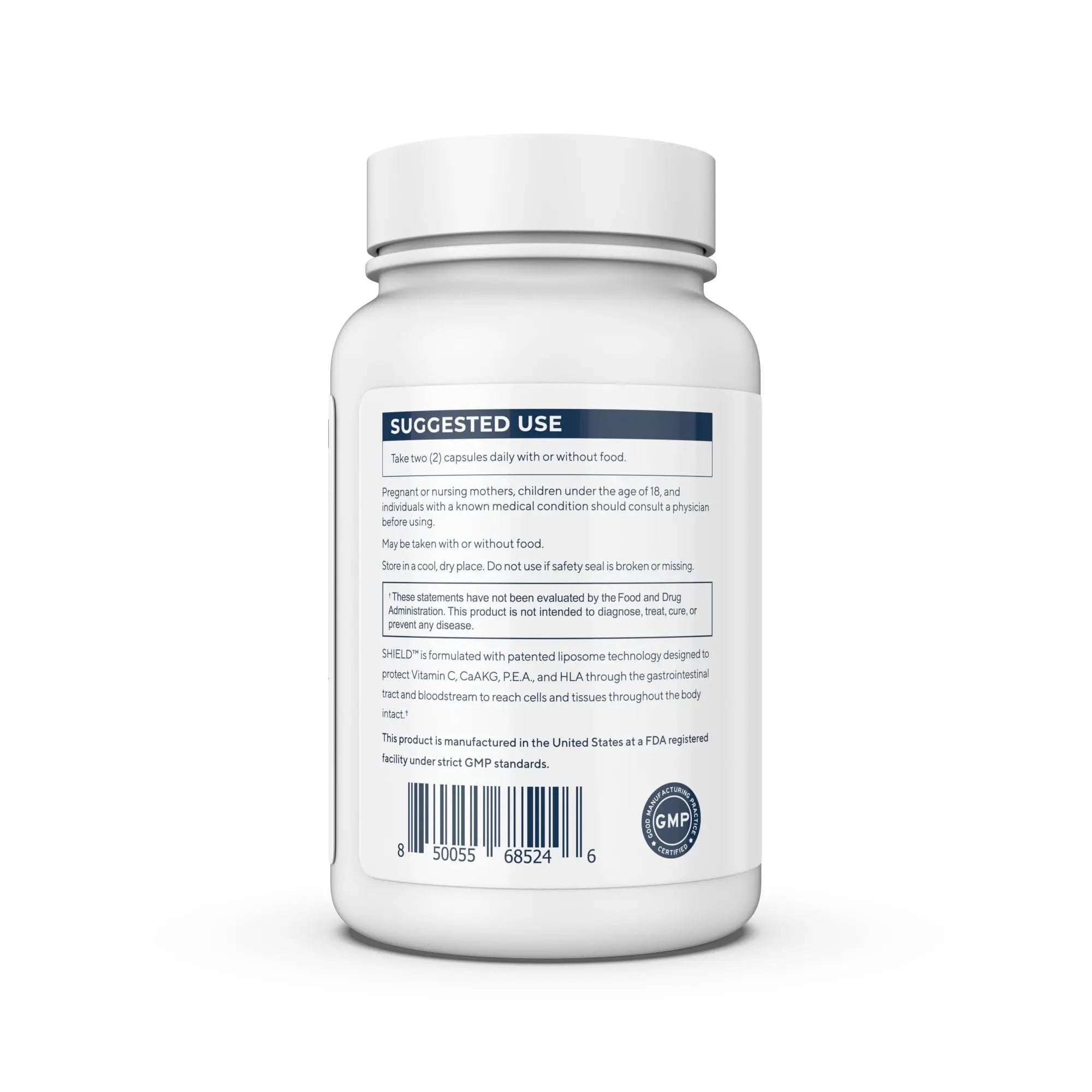 Renue By Science Shield | Liposomal Vitamin C CaAKG P.E.A Hyaluronic Acid Supplement | 120 Capsules with Vitamin C (500mg) CA AKG (150mg) Palmitoylethanolamide (75mg) HLA (75mg) | Made in The USA Renue By Science Au supplements