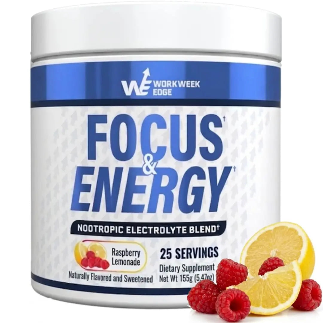 Workweek Edge Focus & Energy Drink Mix Powder – Zero Sugar, 100mg Caffeine + L-Theanine + L-Tyrosine Calm Nootropic Supplement for Steady Focus & Clean Energy – (25 Servings) Workweek Edge Au supplements