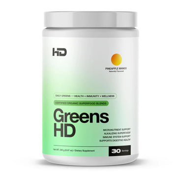 HD MUSCLE GreensHD Premium Daily Greens | Organic Superfood Blends | for Immune Support & Digestion | with Spirulina, Chlorella, & Adaptogenic Herbs | 30 Servings (Pineapple Mango) HD MUSCLE Au supplements