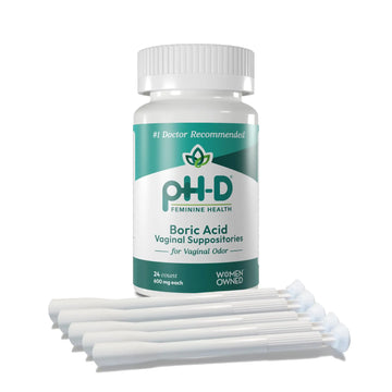 pH-D Feminine Health Support - Boric Acid Starter Bundle - pH-D Boric Acid Vaginal Suppositories 24 Count and 5 Vaginal Suppository Applicators pH-D Feminine Health Support Au supplements