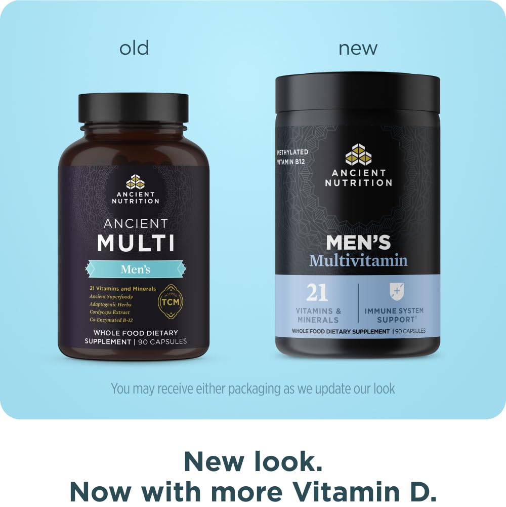 Ancient Nutrition Multivitamin for Men, Multi Men's, Methylated Vitamin D, C, E, B12, Zinc, Magnesium, Supports Healthy Immune System and Bone Health, 90 Ct Ancient Nutrition Au supplements