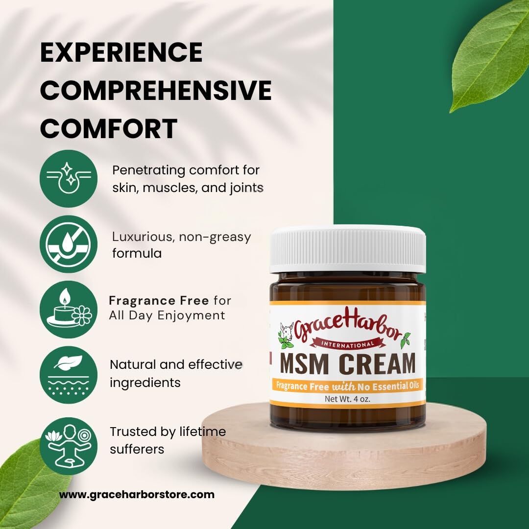 Grace Harbor MSM Cream – Variety 3 Pack – Daily Skin, Joint and Muscle Rub – Best Goat Milk Unscented Baby Lotion for Severly Dry Skin – Therapeutic Essential Oils and Fragrance Free – 4 oz Grace Harbor International Au supplements