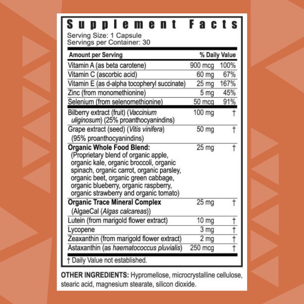 Youngevity Ocutiv™ - Eye Vitamin & Mineral Supplement - Contains Vitamin A, C, E, Zinc, Bilberry, Lutein, Lycopene, Zeaxanthin, Astaxanthin - 30 Capsules Youngevity Au supplements
