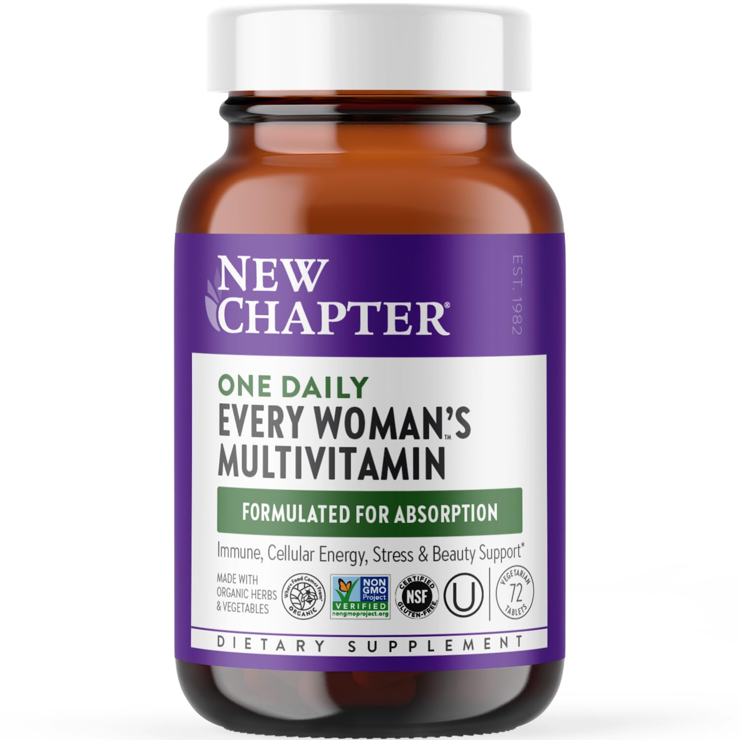 New Chapter Women’s Multivitamin, Iron, B6, B12, Biotin for Hair Growth, D3, Vit C, Zinc for Immune & Stress Support, Gentle on an Empty Stomach, One Daily, Non-GMO, Gluten-Free, 18+, 72 Tablets New Chapter Au supplements