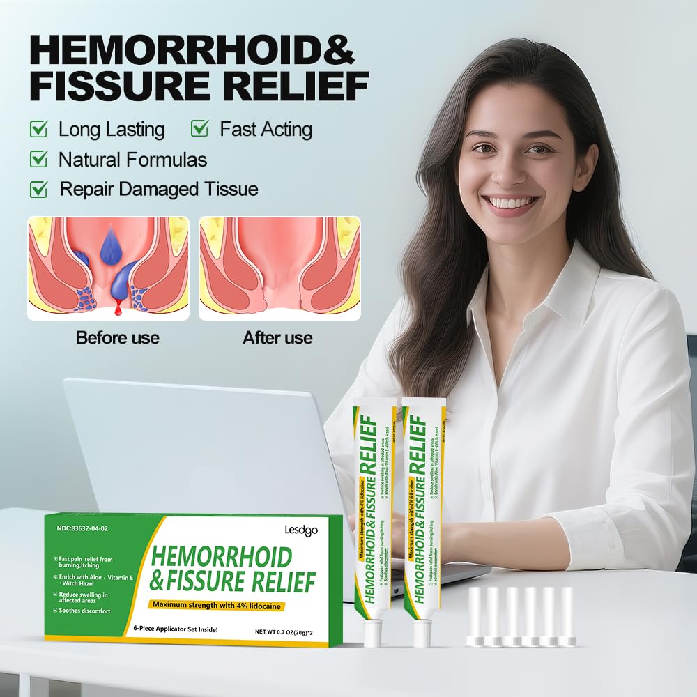 Lesdgo Hemorrhoidal Ointment(2 Pack),Hemorrhoid and Fissure Cream Witch Hazel Maximum Strength Pain Relief,for Itching and Swelling Lesdgo Au supplements