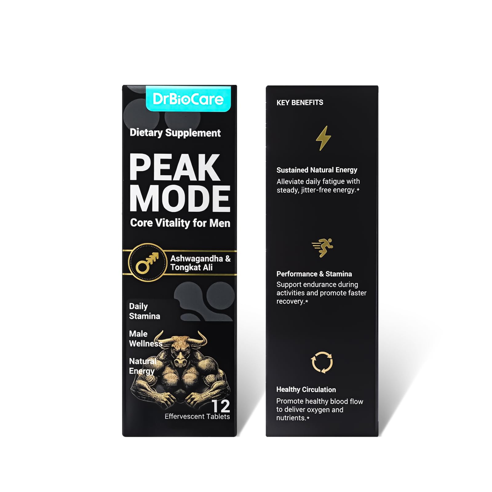 DrBioCare Peak Mode Core Vitality for Men 7-in-1 Effervescent Tablets | Tongkat Ali, Maca & L-Arginine，Ashwagandha, | Boost Stamina, Drive & Blood Flow for Good Performance | Berry Flavor 24 Tablets DrBioCare Au supplements