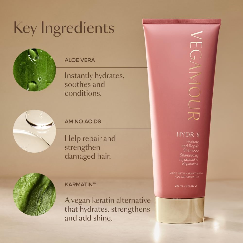 VEGAMOUR HYDR-8 Hydrate and Repair Shampoo and Conditioner Kit | Cleanses and Strengthens Dry, Damaged Hair with Amino Acids and Karmatin™ | Clean, Vegan, Cruelty-Free, Clinically Proven, Color Safe VEGAMOUR Au supplements