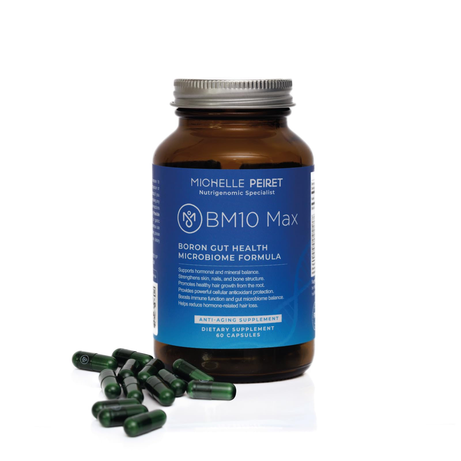 Michelle Peiret BM10 Max | Boron Supplement for Men & Women | Boron Complex with Zinc, Biotin 10,000 mcg, MSM, Silica, Saw Palmetto | Hair Skin & Nails + Trace Mineral Support | 60 Veg Capsules Michelle Peiret Au supplements