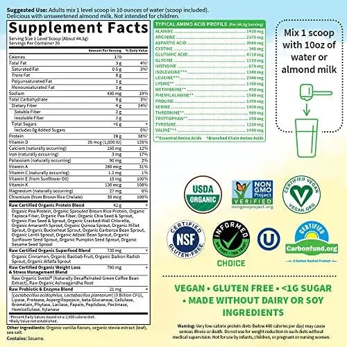Garden of Life Raw Organic Fit Vegan Protein Powder Original, 28g Plant Based Protein Garden of Life Au supplements