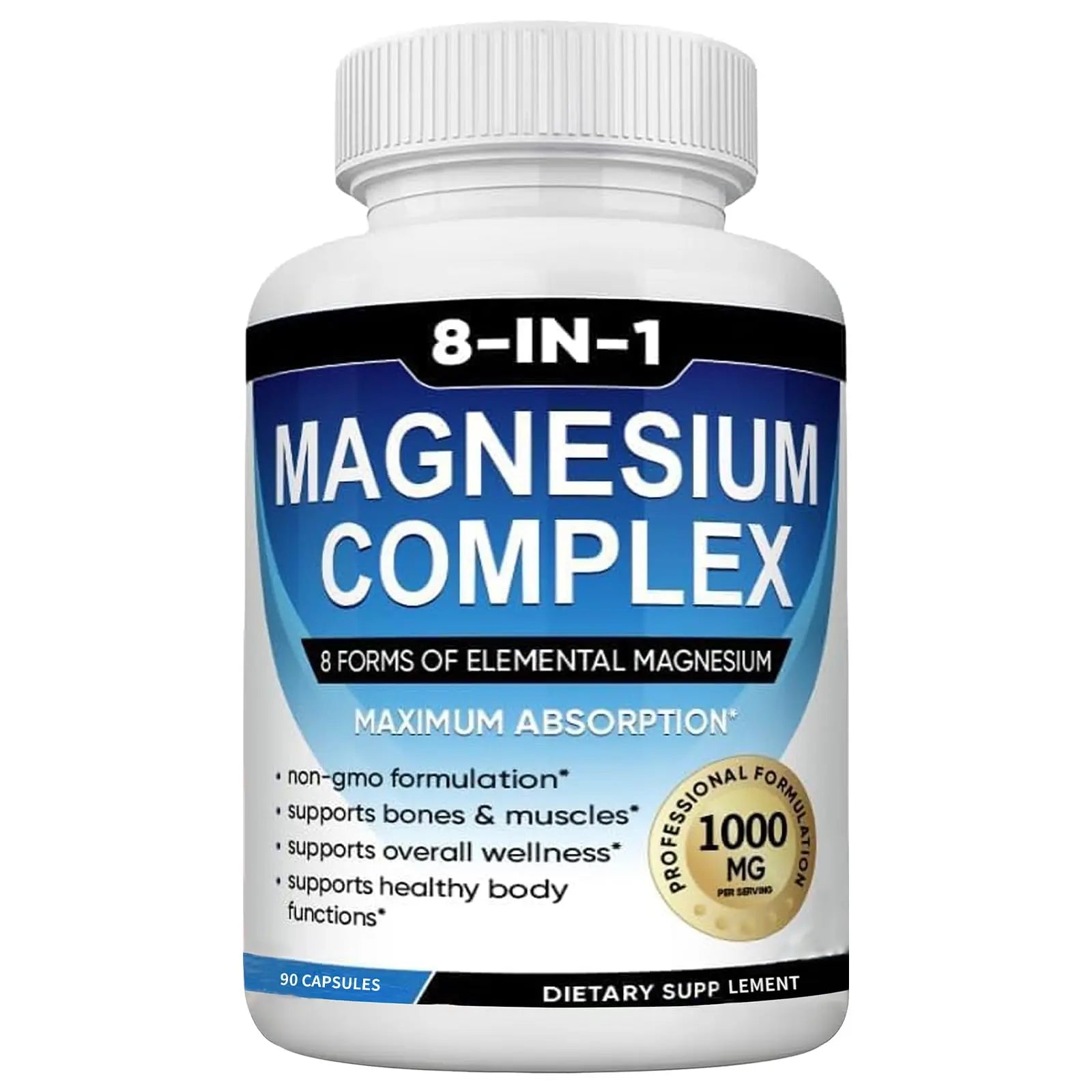 Magnesium Complex Supplement 8-in-1 Elemental 1000mg, Magnesium Glycinate, Malate & Citrate, Vegan, Non-GMO 90 Capsules MIRACLE OFFICIAL Au supplements