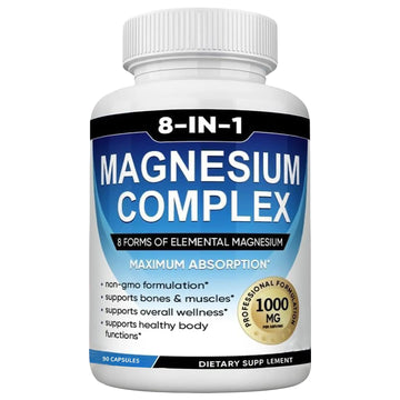 Magnesium Complex Supplement 8-in-1 Elemental 1000mg, Magnesium Glycinate, Malate & Citrate, Vegan, Non-GMO 90 Capsules MIRACLE OFFICIAL Au supplements
