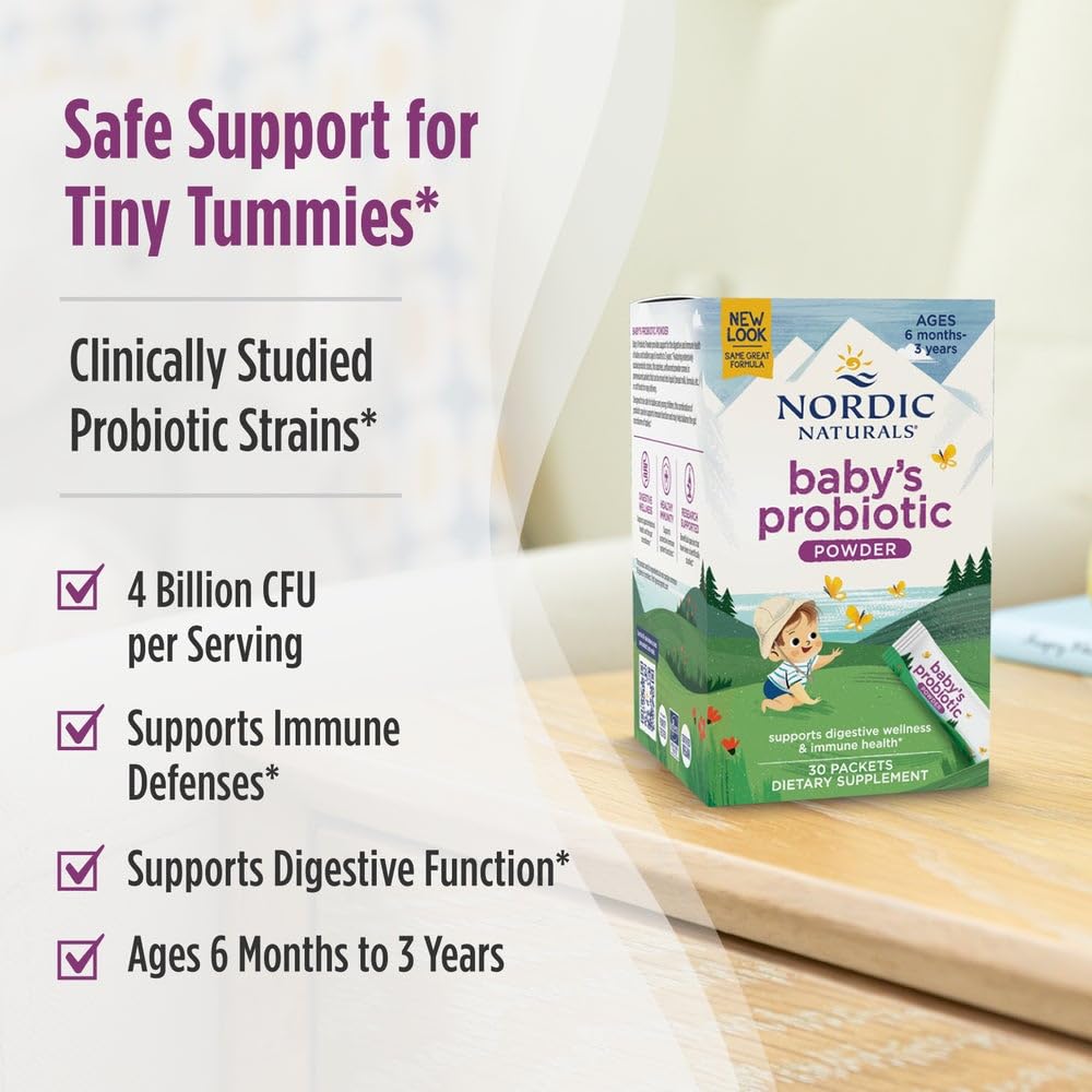Nordic Naturals Baby’s Nordic Flora Probiotic Powder, Unflavored - 30 Packets - 4 Billion CFU - Digestive Health & Immune Support for Babies & Toddlers (6 Months to 3 Years) - 30 Servings Nordic Naturals Au supplements