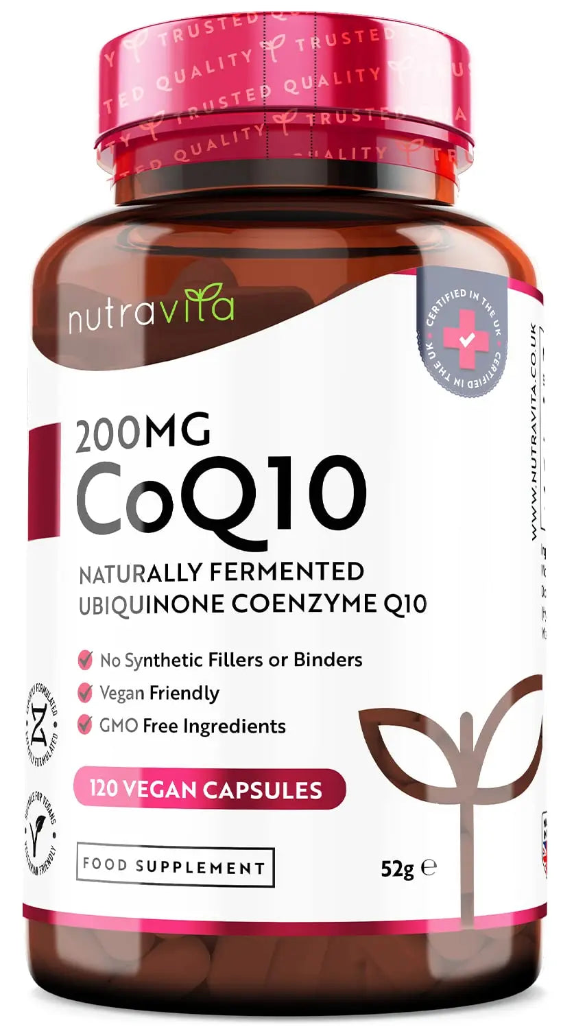 CoQ10 200mg - 120 Vegan Capsules of High Strength Co Enzyme Q10 (4 Months Supply) Nutravita Au supplements