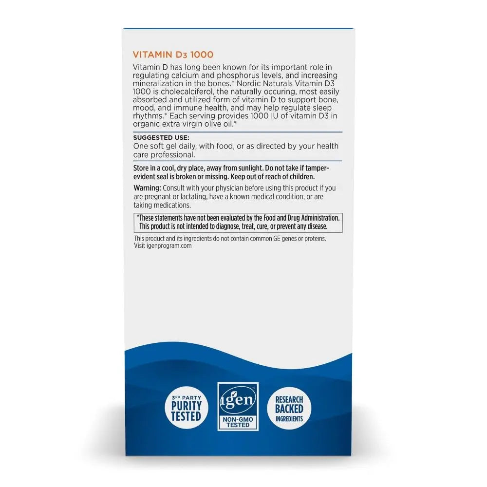 Nordic Naturals Vitamin D3 1000, Orange - 120 Mini Soft Gels - 1000 IU Vitamin D3 - Supports Healthy Bones Nordic Naturals Au supplements